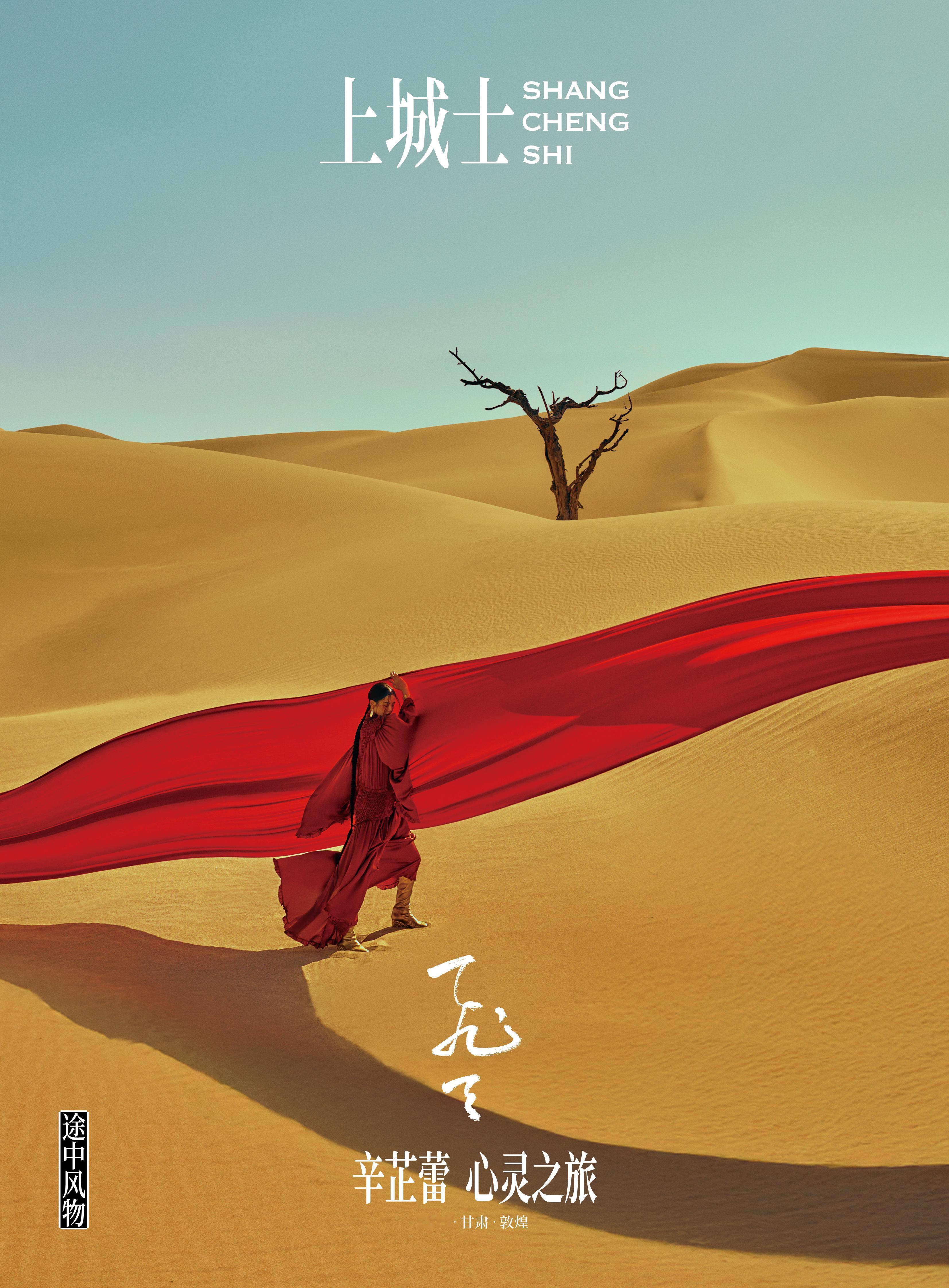 辛芷蕾登上《上城士》2025年6月刊封面，在敦煌拍摄的一组大漠美人图，蛮有气势的