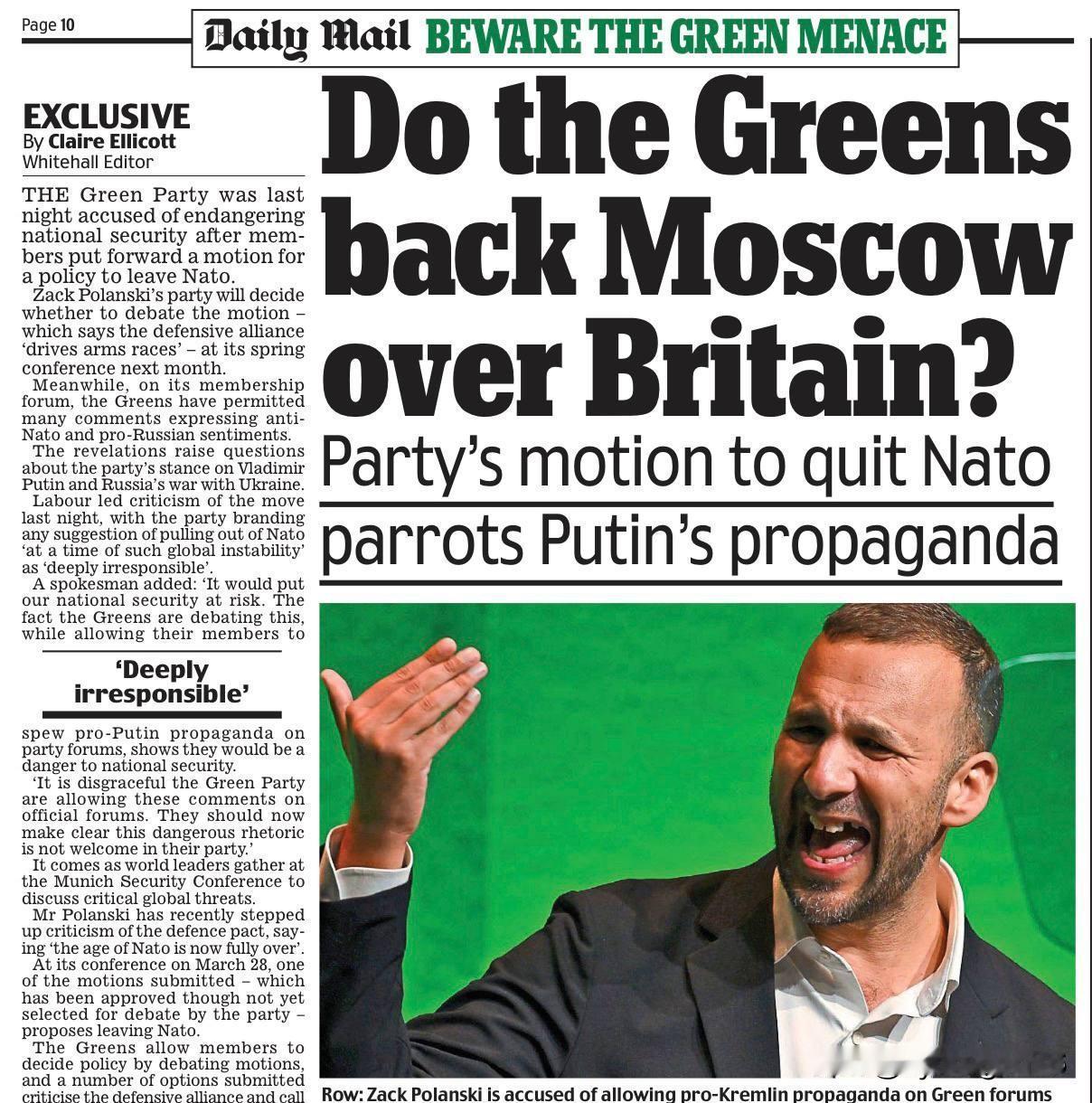 昨天，《每日邮报》不仅揭露了“俄罗斯特工”曼德尔森勋爵的身份，还在同一期报纸上曝