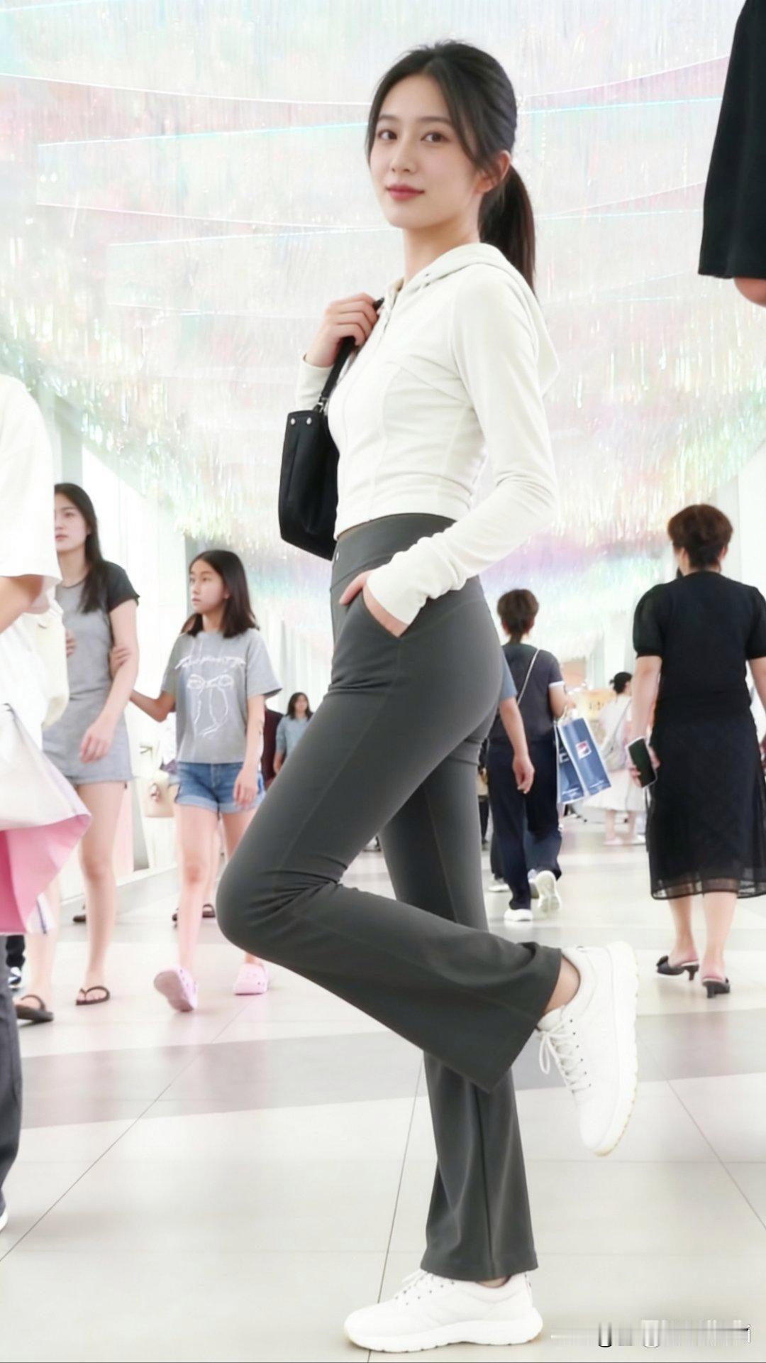 时尚不复杂，简约白上衣加灰色阔腿裤就能打造都市时尚感。这搭配堪称“懒人穿搭”典范