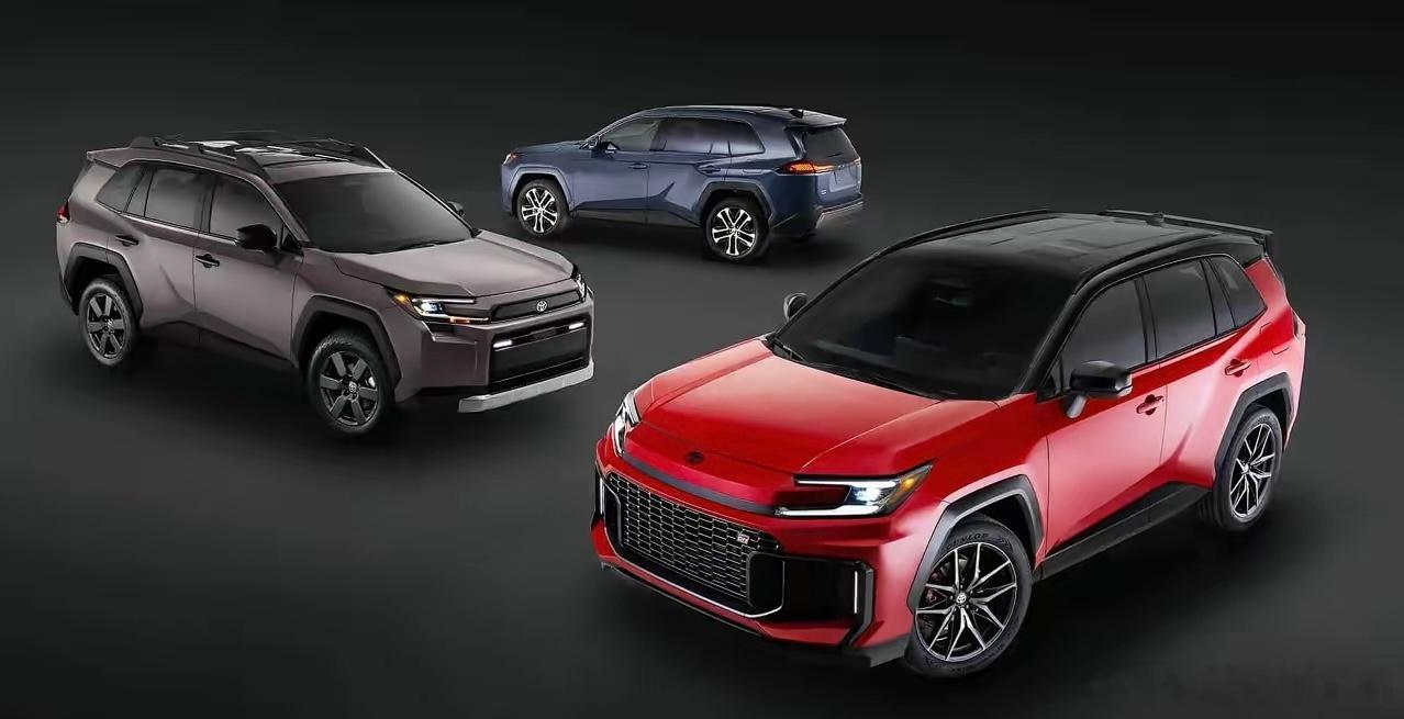 丰田新RAV4，外形风格变化挺大，目前看到三个版本：标准、越野范儿的Woodla