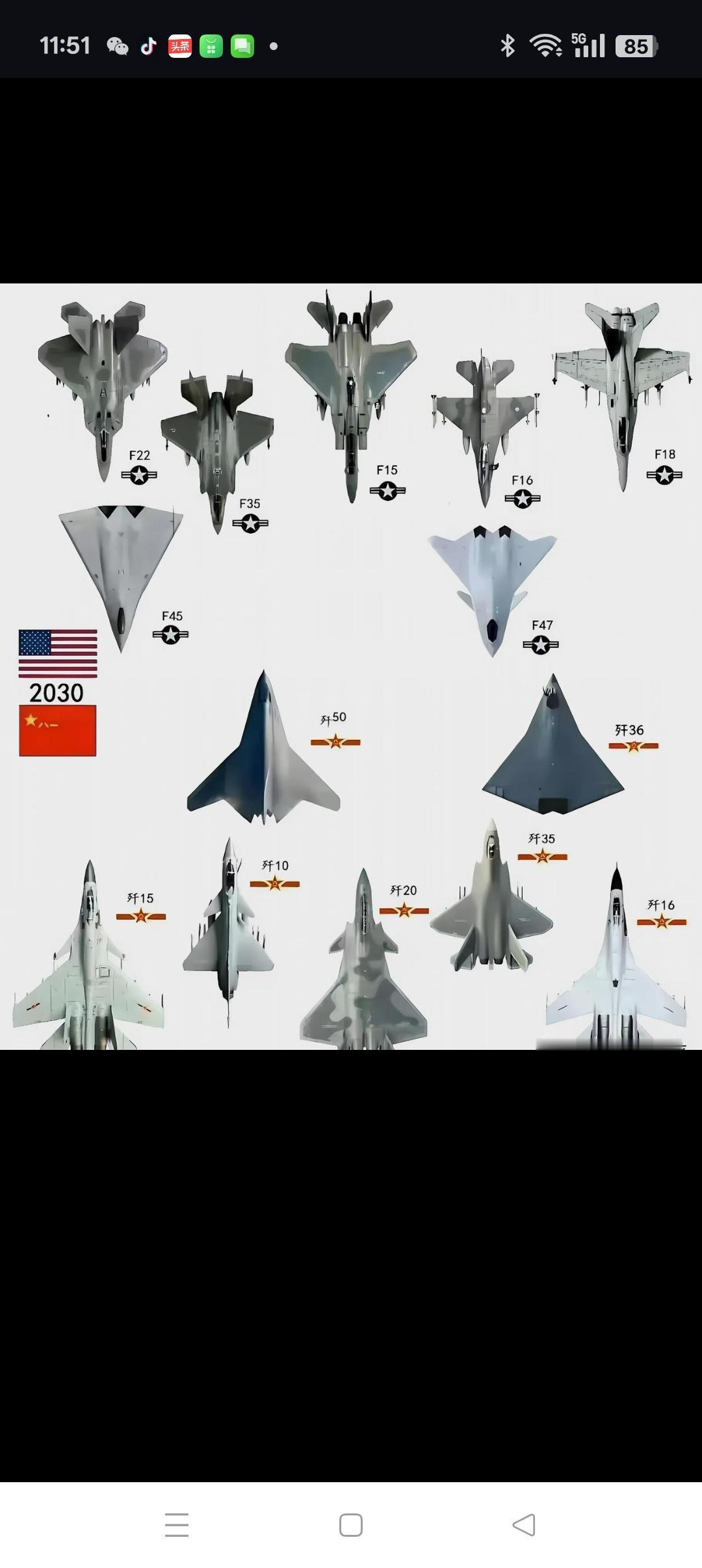 2030中美战斗机大比拼到了2030年，中国海空军主力战斗机阵容