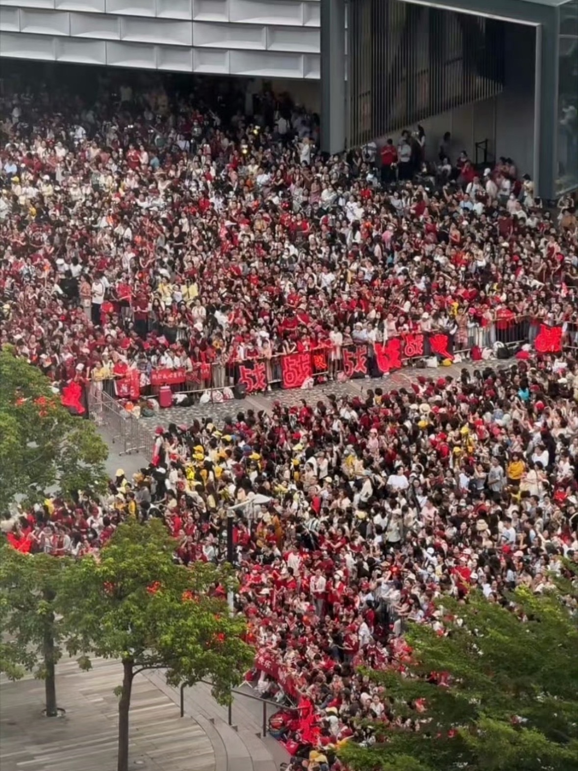 等我老了也要这样追肖战香港线下人山人海，红海盛况刷屏。现场一位奶奶戴着“肖战的兵