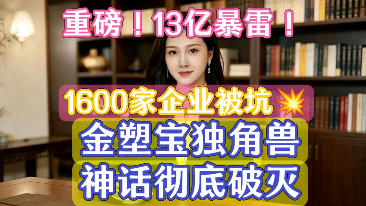 重磅！13亿暴雷！1600家企业被坑💥金塑宝独角兽神话彻底破灭📌