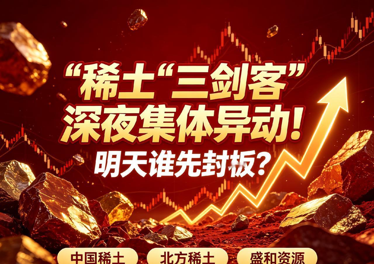 稀土“三剑客”深夜集体异动！中国稀土、北方稀土、盛和资源，明天谁先封板？大