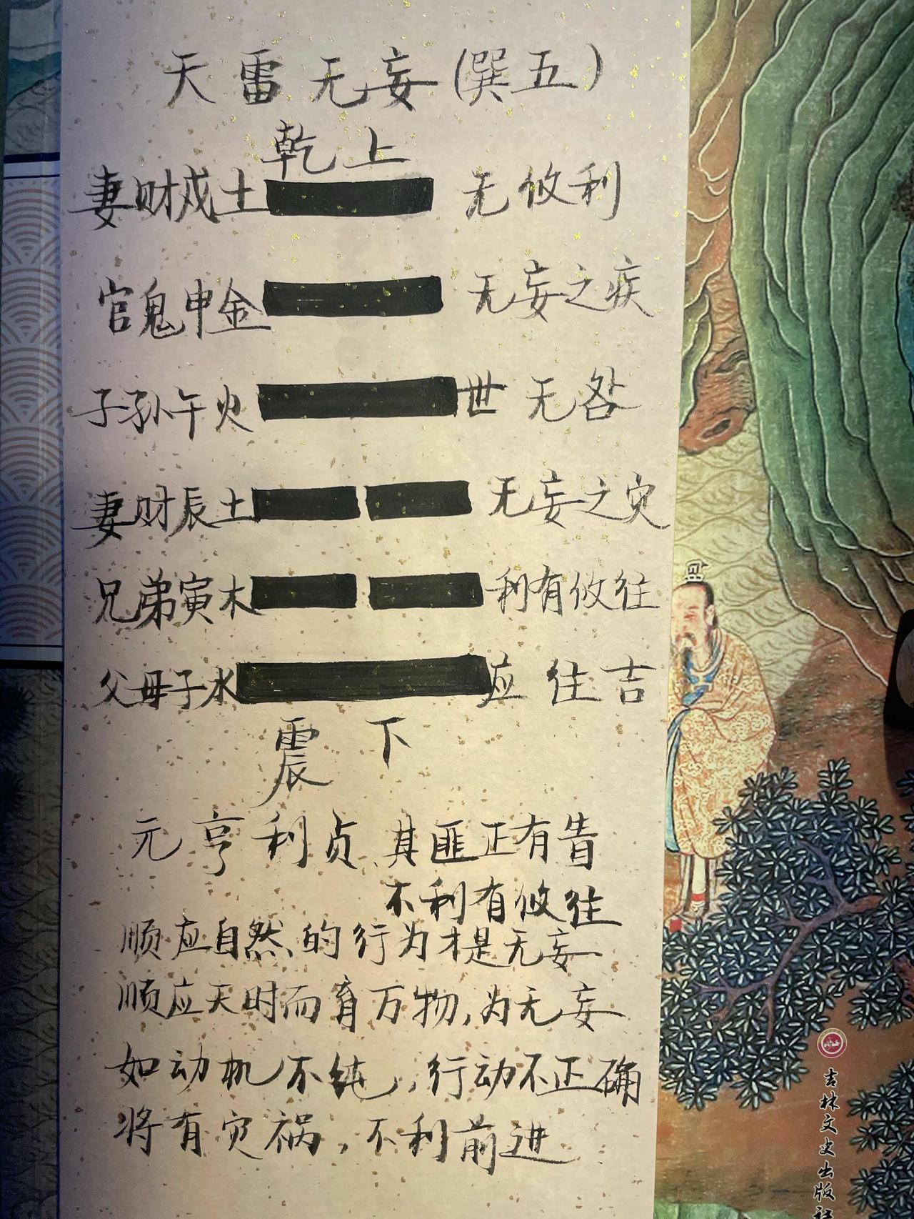 25天雷无妄元亨利贞。其匪正有眚，不利有攸往。初九，无妄，往吉。六二，