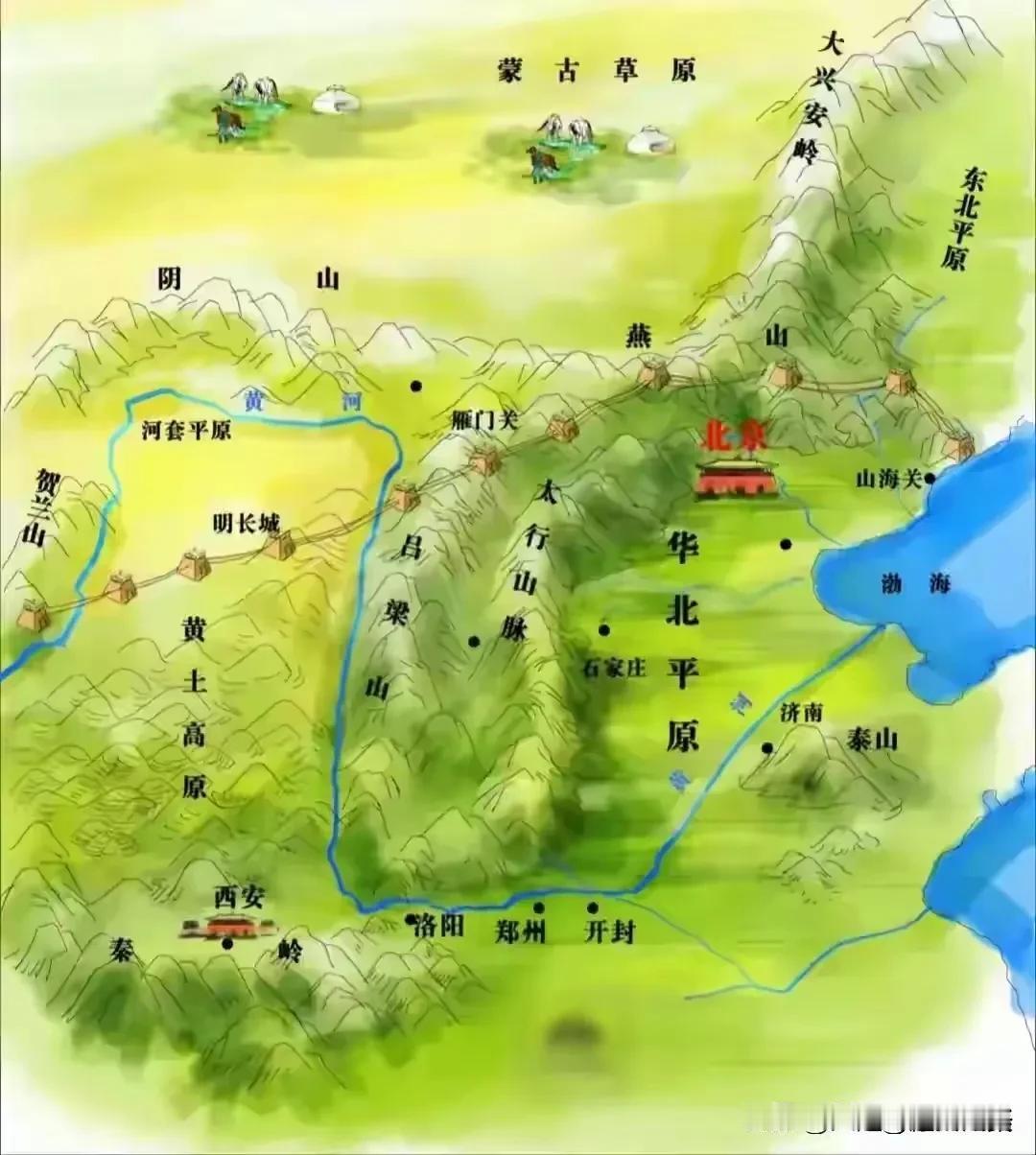 聊聊两大古都—西安和北京。定都西安的古代统治集团，地形地势可谓得天独厚：南
