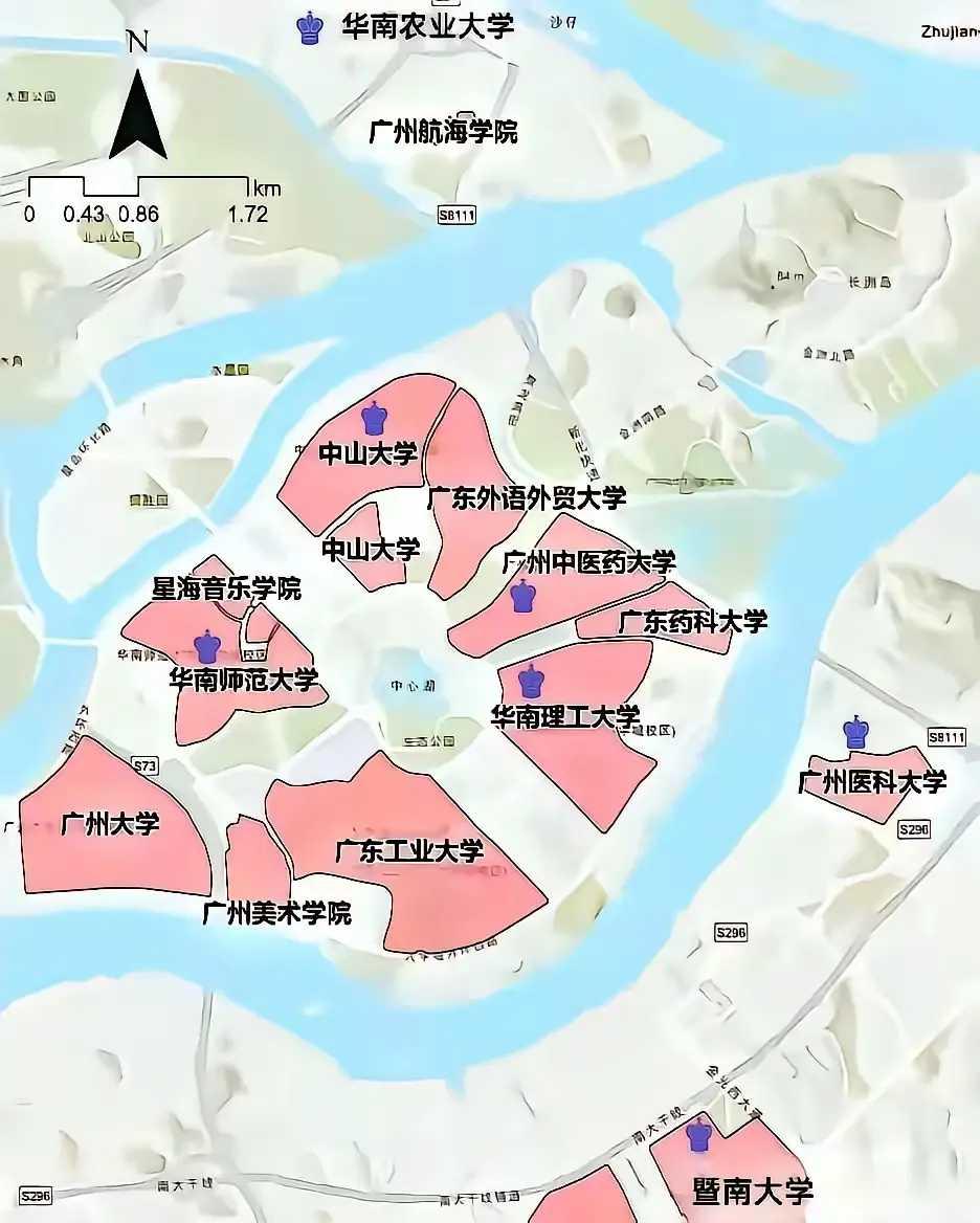 这里的大学基本上都在这个小岛上