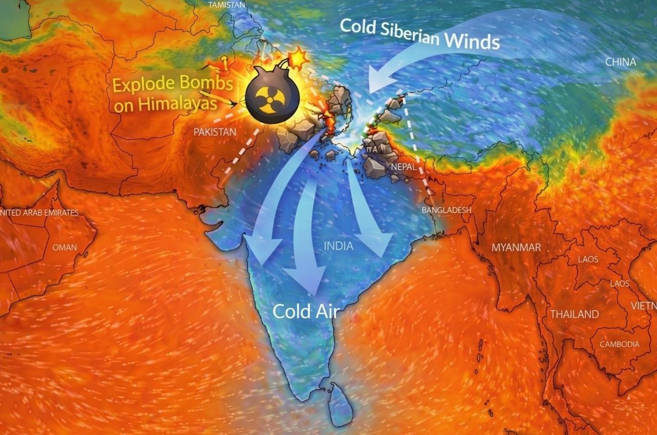 一个印度网民突发奇想，用AI作了一张地图，建议在喜马拉雅山脉引爆炸弹，让西伯利亚