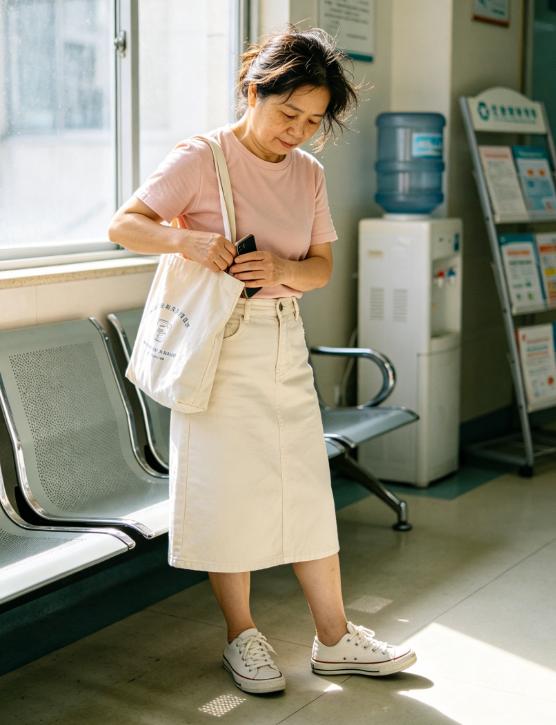 身高155cm，年龄55岁~60岁的阿姨如何在夏季穿搭出“减龄”感。粉色T恤+半