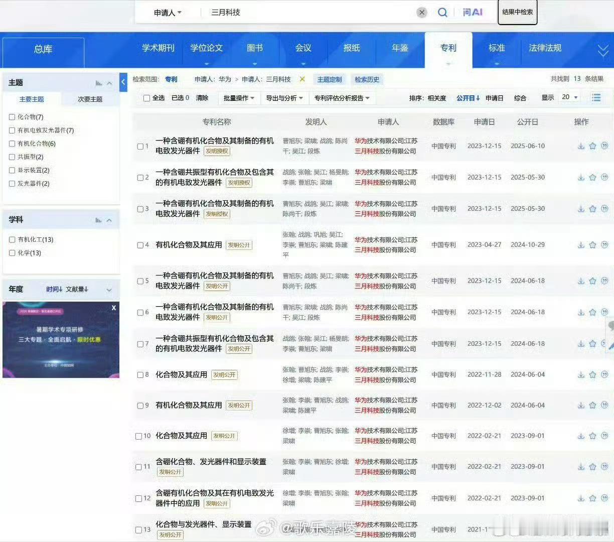 不查不知道，原来华为和三月科技有那么多共同专利，这是真正的联合研发
