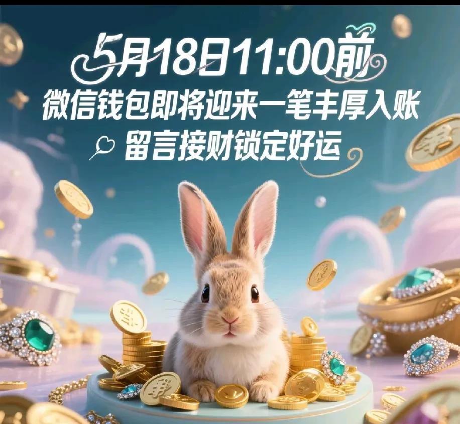 生肖兔速接鸿运！5月18日11:00前，微信钱包即将迎来一笔丰厚入账！别错
