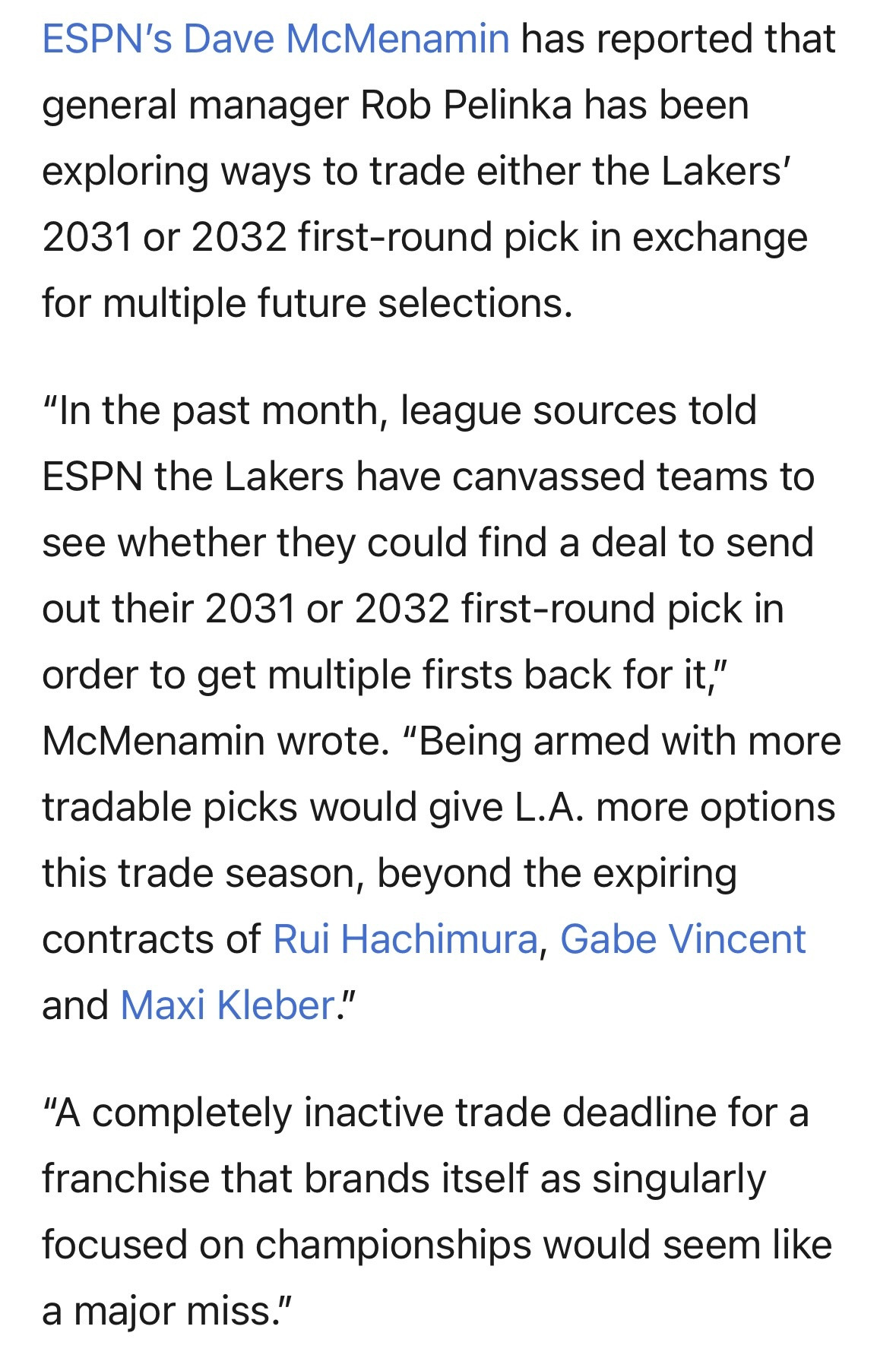 ESPN记者DaveMcMenamin：佩林卡一直在寻求交易方案，计划将湖人