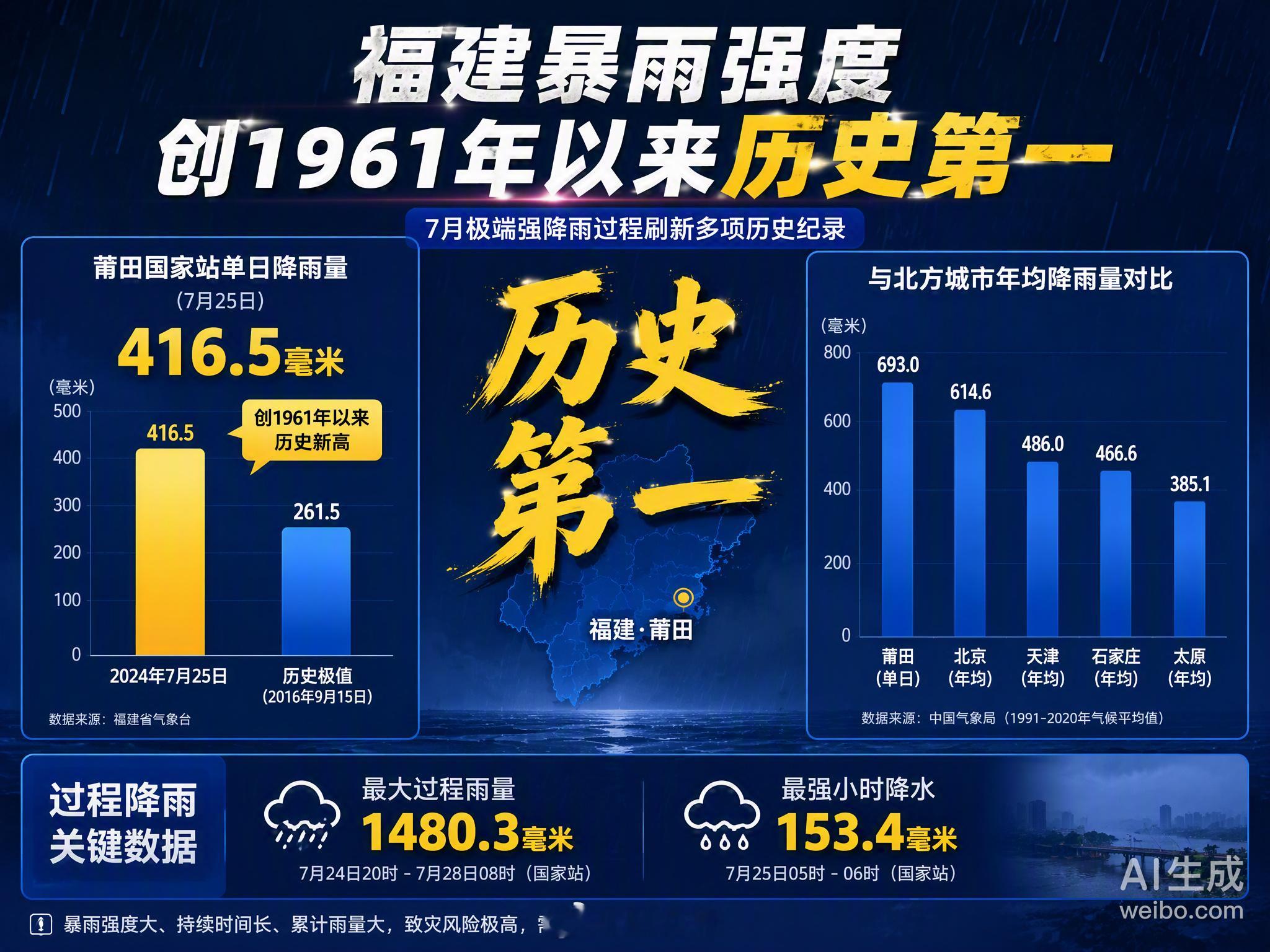 台风“沙德尔”带来的这轮暴雨，强度确实吓人。莆田单日降雨量416.5毫米，打破了当地9月的纪录，综合