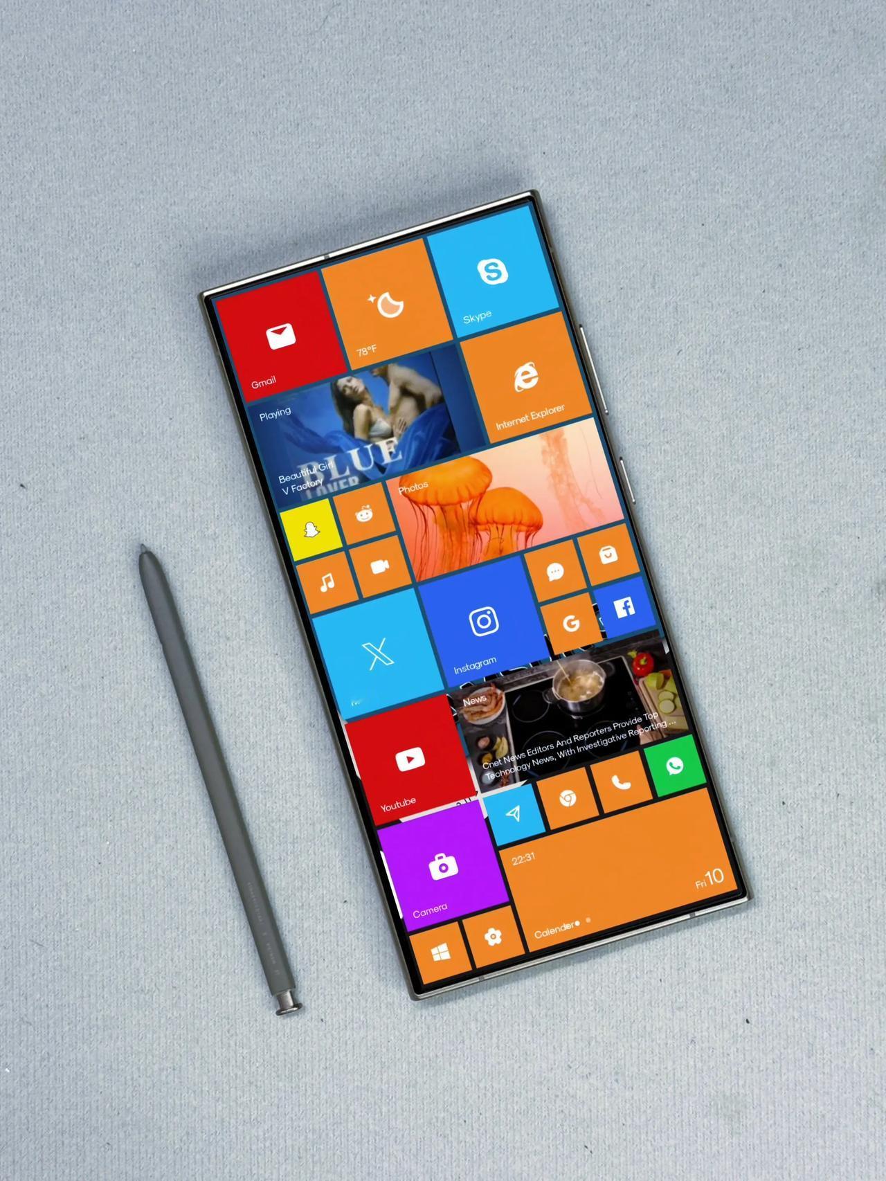 你敢信？三星S24Ultra那副直角边框，跟WindowsPhone的磁贴桌