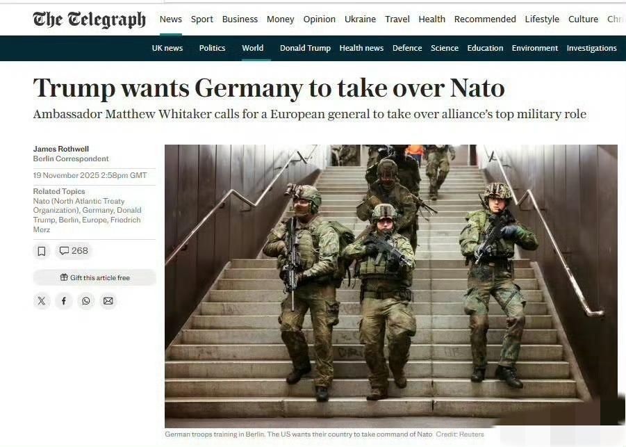 笑死，特朗普要求德国接管北约最高军事指挥权后，德国裤子立马就开始滴水了！ 