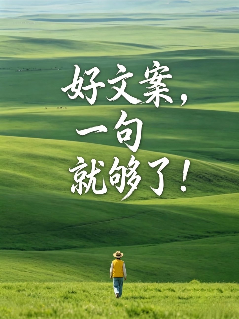 好文案，一句就够了！1、心情第一，其余都是赠品。2、日子过得好快，来不及细想，挺