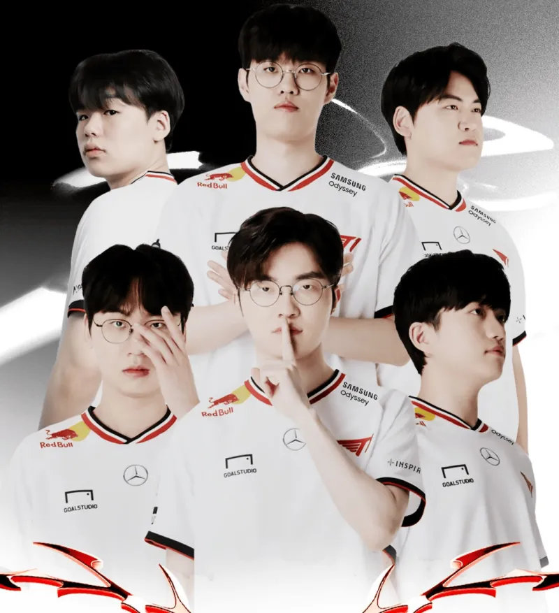 2025LCK​T12025年第二款队服是经典的黑白两套组成，另外队服的模特