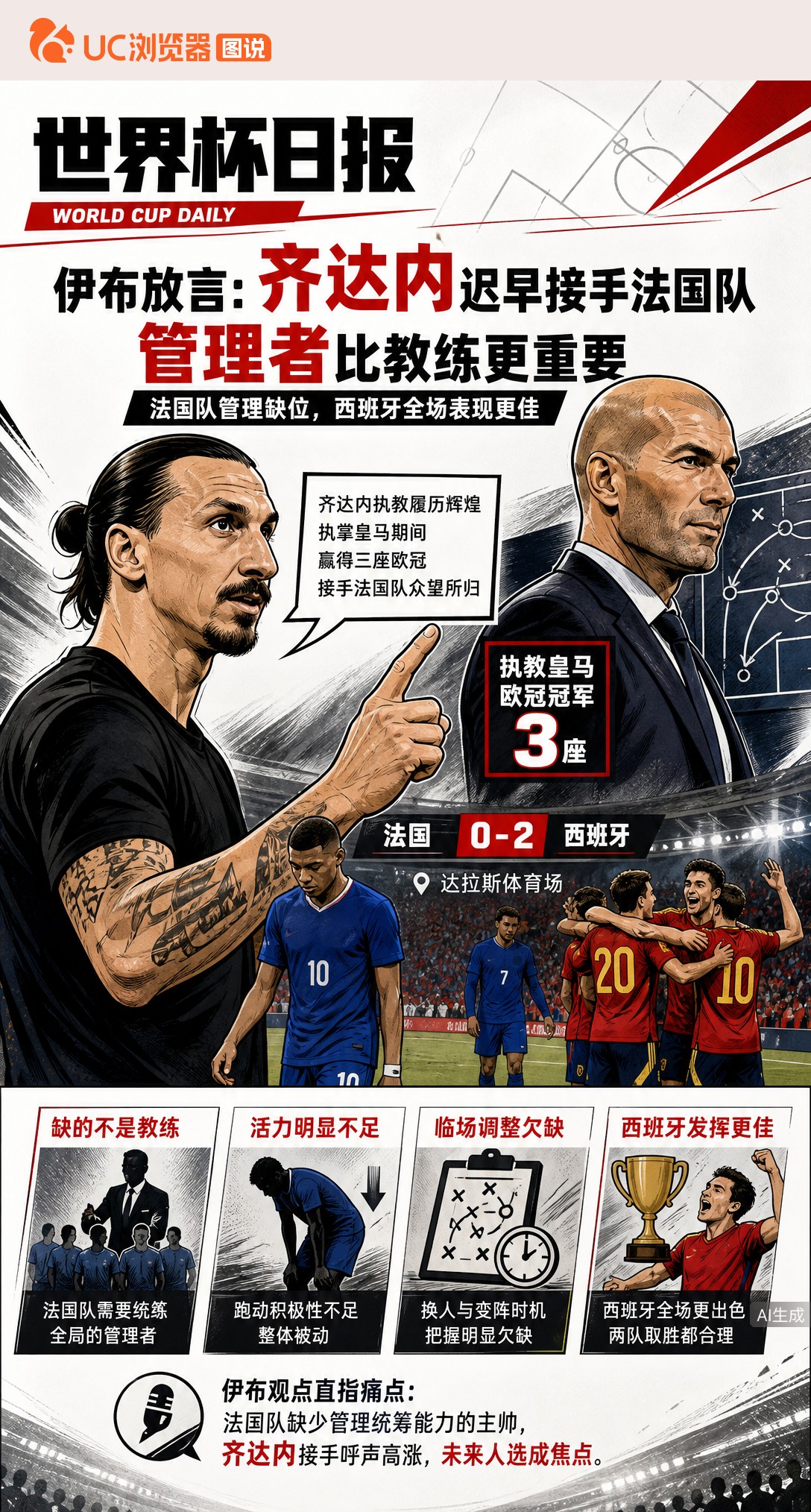 伊布放言：齐达内迟早接手法国队，管理者比教练更重要