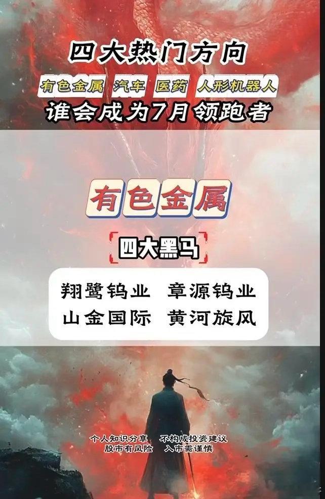 7月四大核心赛道完整梳理｜有色/汽车/医药/人形机器人细分标的盘点进入7月，市场