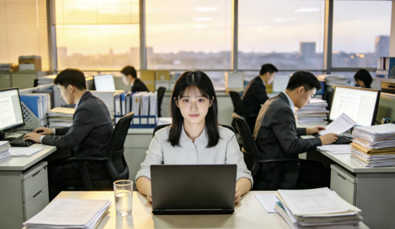 公司实行“弹性工作制”，但大家都默契地待到晚上九点以后才走。新来的小姑娘每天六