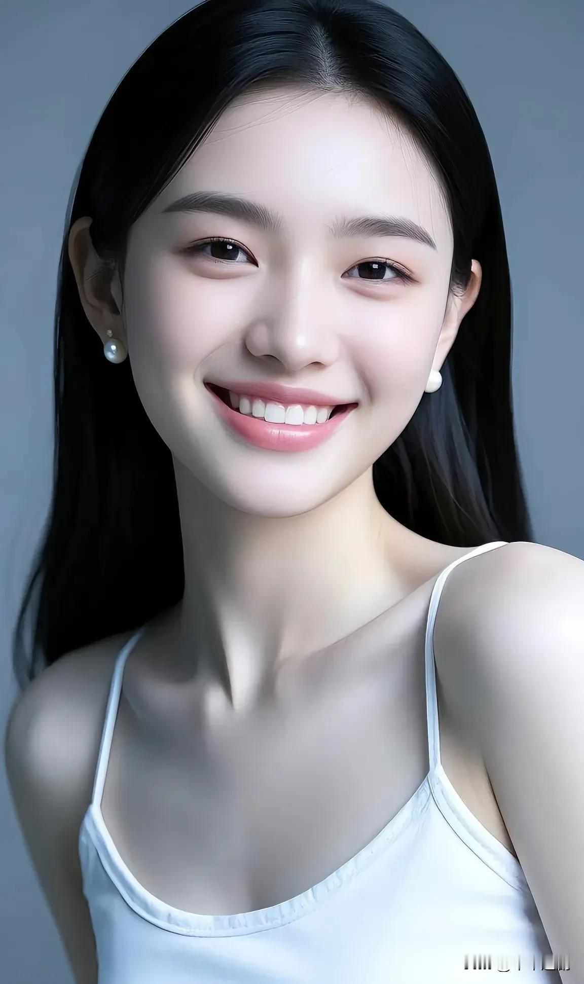 成熟稳重的美女你喜欢吗?白缎吊带衬着冷灰背景，珍珠耳钉点缀揉出清甜又温柔的氛围