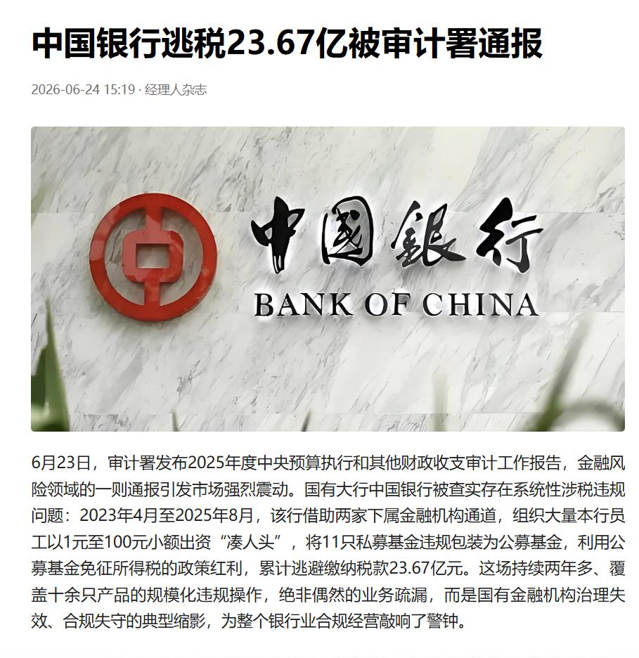 说实话，我看了三遍，确认不是自媒体编的。6月23日，审计署向全国人大常委会提交