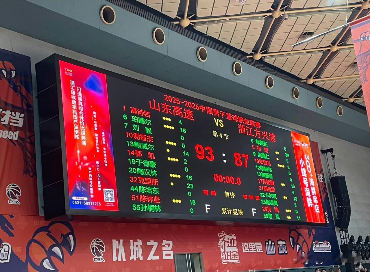 恭喜山东男篮主场终结浙江广厦七连胜，同时取得三连胜！1月25日山东高速本赛季首次