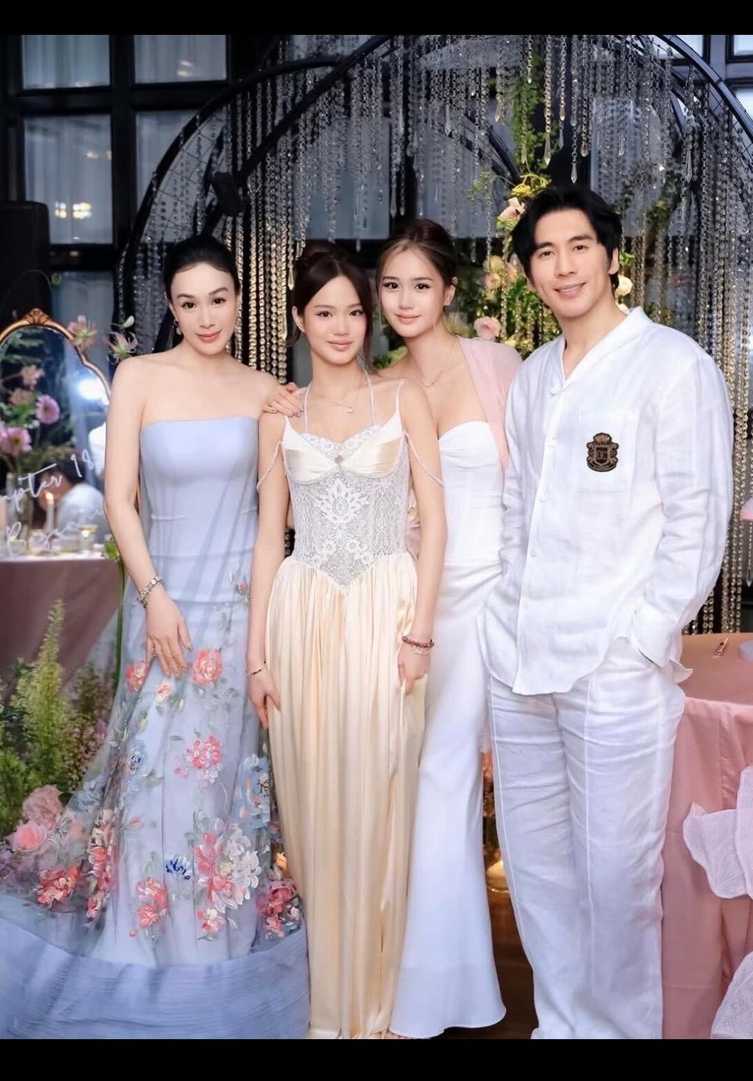 她真的很会生，三个女儿都生的那么漂亮个子高挑！真不不敢想她和现任这么好的基因，