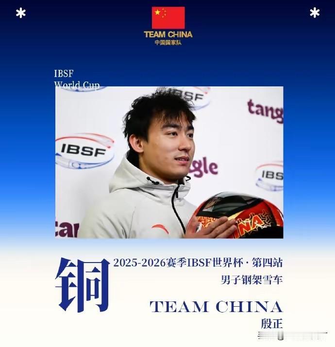 殷正世界杯再获奖牌！在国际雪车联合会钢架雪车世界杯第四站拉脱维亚锡古尔达站的比赛