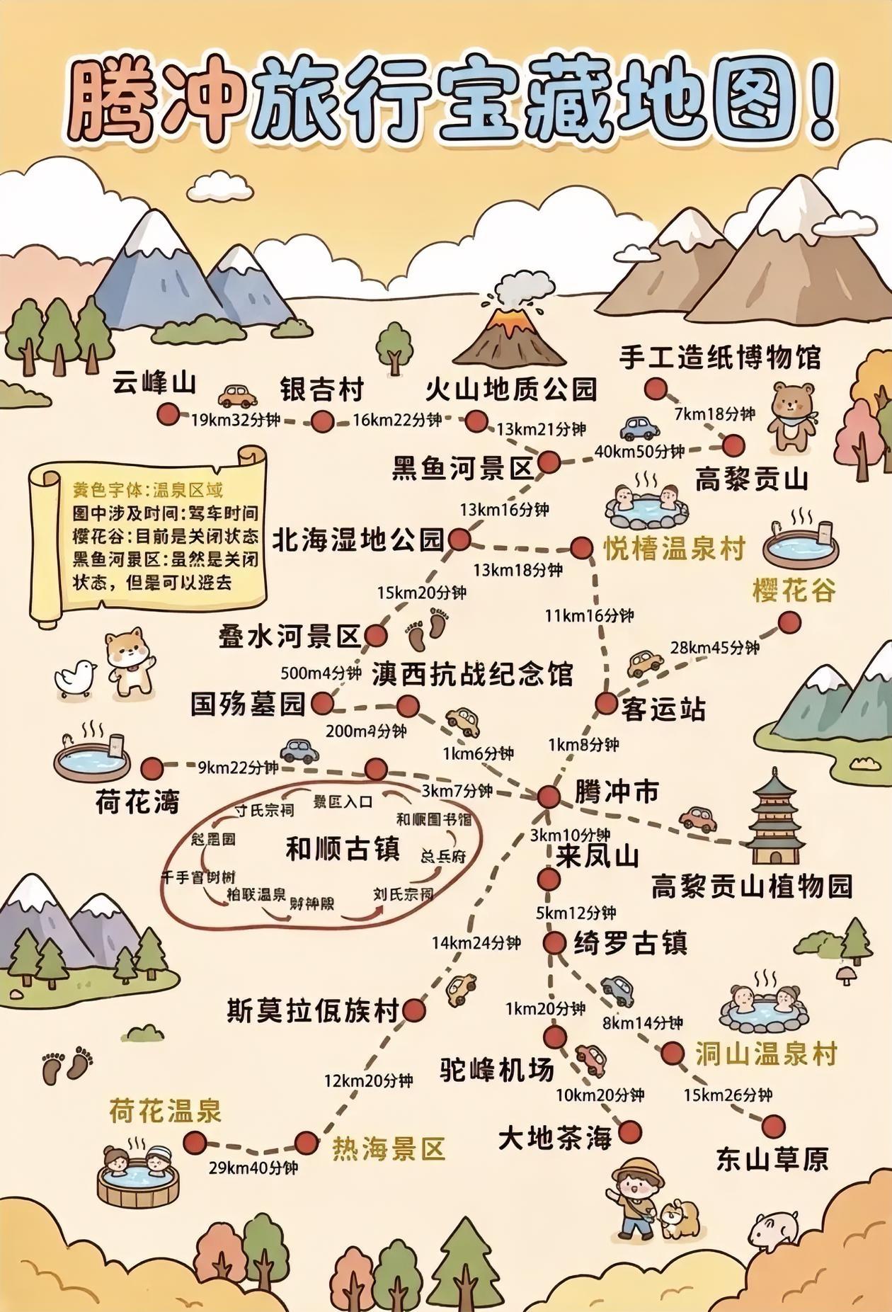 腾冲～旅游景点分布图！