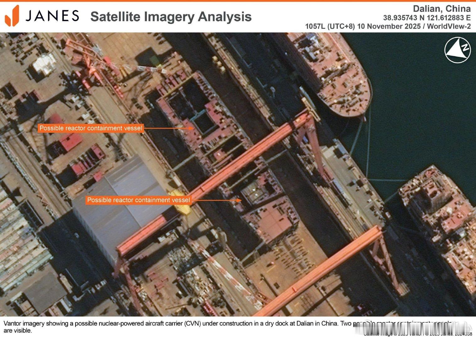 简氏更新的11月10日达利安造船厂建造中的核动力航母高清卫星图飞扬军事烽火问鼎