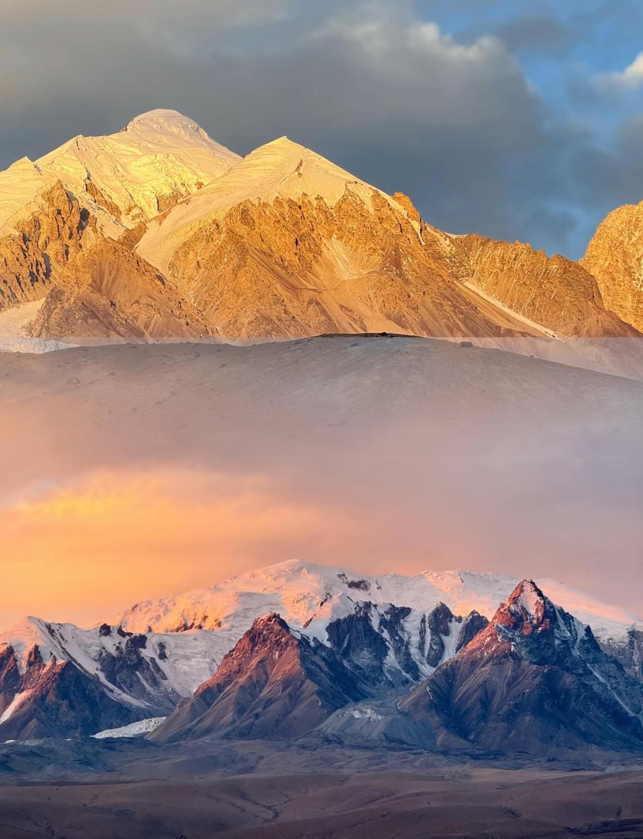 我在去塔县的路上拍到了日照金山！🌄从喀什自驾去塔县的这一路，把“幸运”两个字