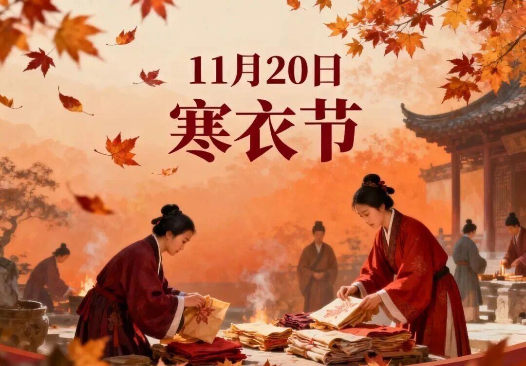 11月20日（农历十月初一）是中国的传统节日“寒衣节”，又称“十月朝”“祭祖节”