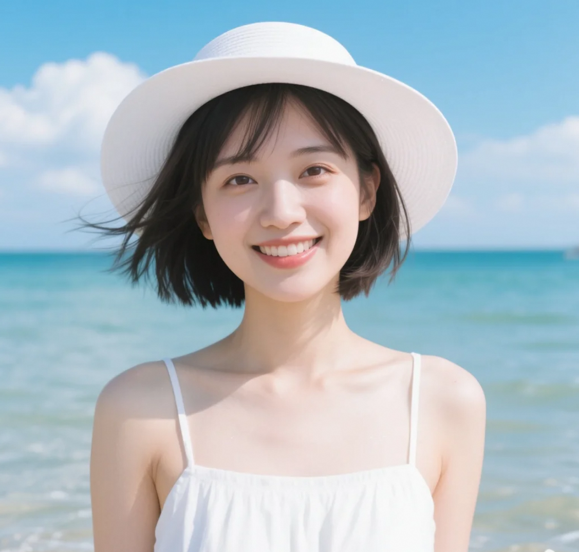 白色连衣裙与大海的邂逅，演绎极致清纯