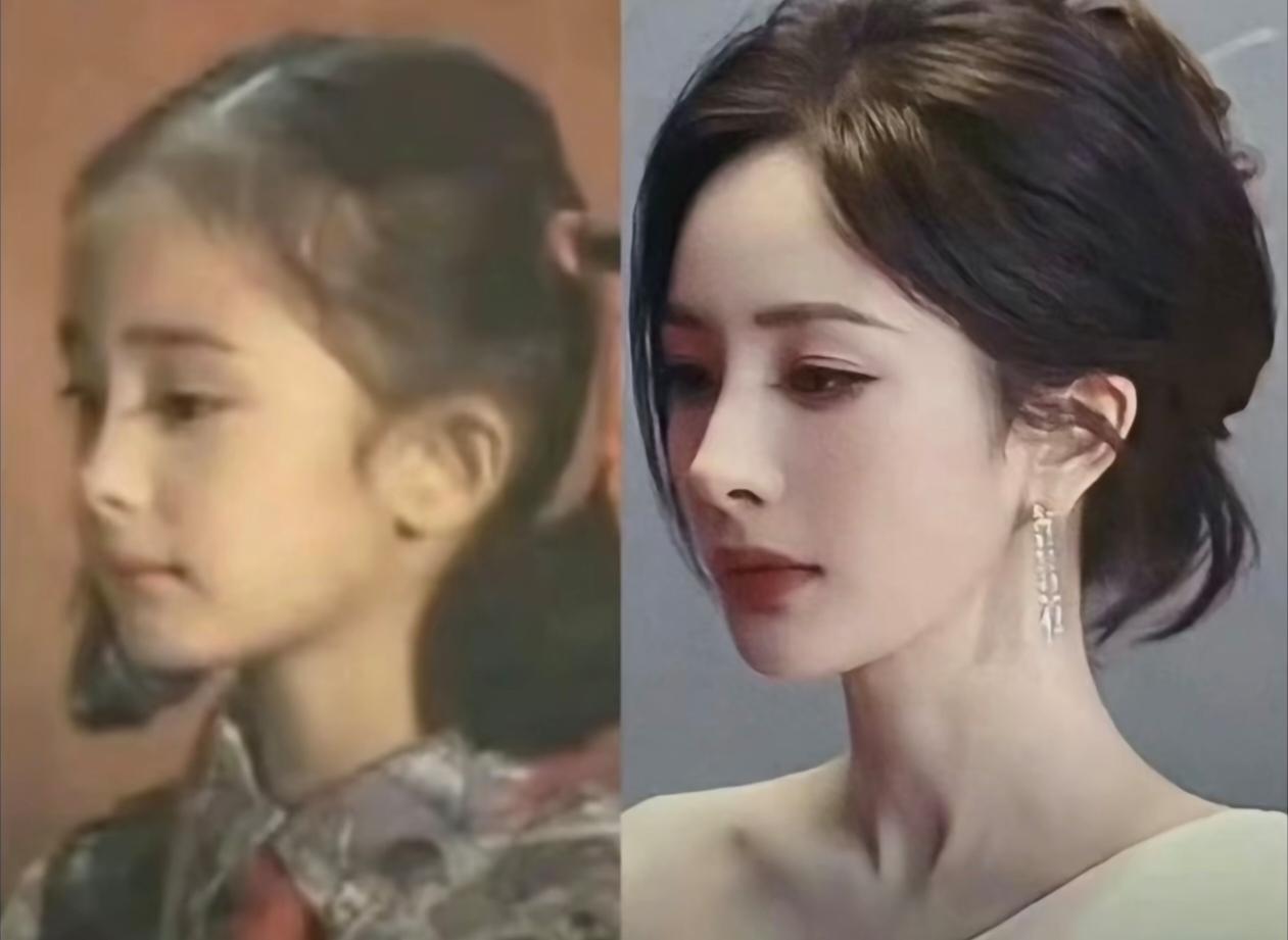 杨幂就是等比例长大的，从小就是那么漂亮！五官精致灵动，身形出众情商高，很难有
