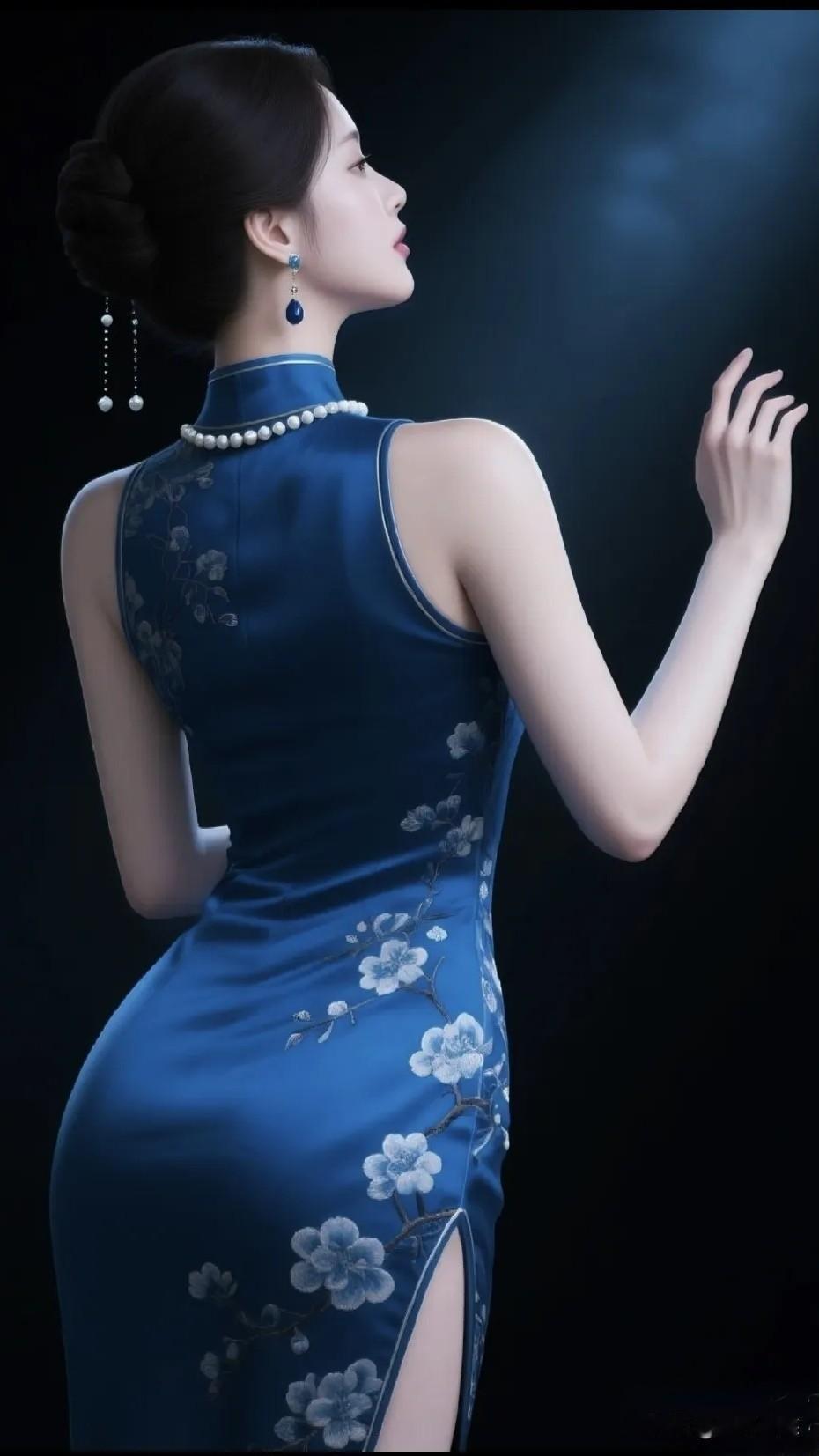 美女穿旗袍更显优雅。