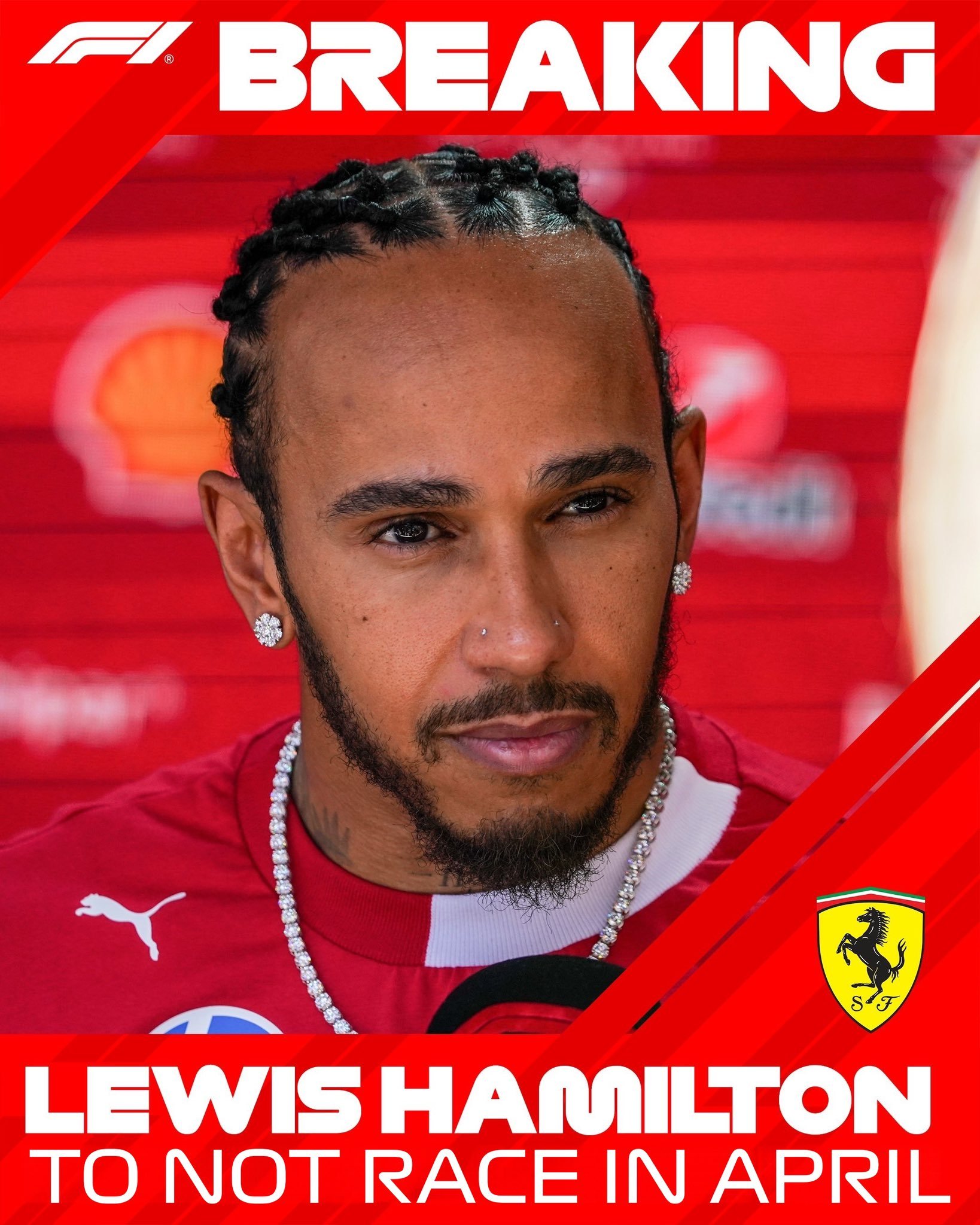 四月一日又讯【BREAKING】：汉密尔顿预计将缺席4月全部F1的比赛f1法拉利