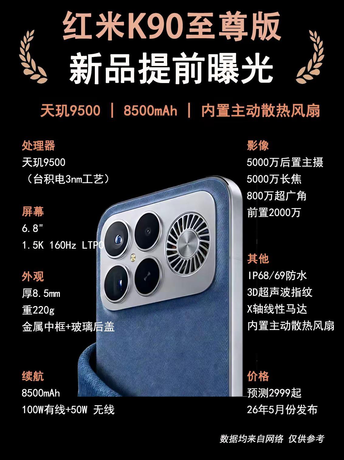 红米K90至尊版新品提前爆料。红米K90至尊版新品提前爆料，内置主动散热风扇，看