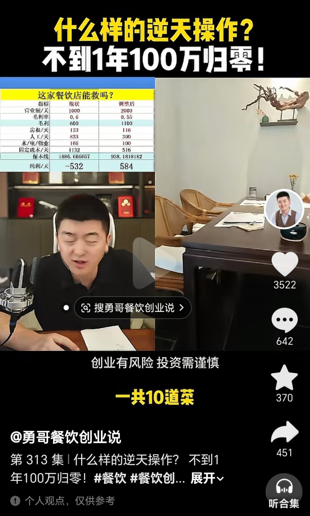 开在公园里面的加盟素食店，预约制，只有10道菜，但是10天换一次菜单，每次换菜单