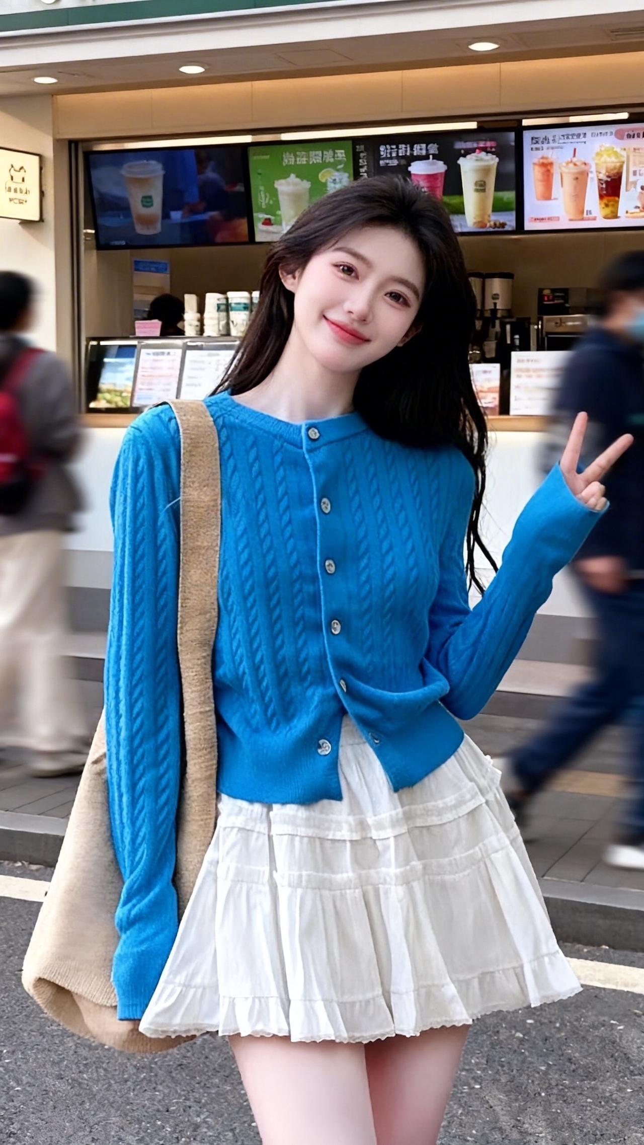韩风穿搭温柔穿搭短裙穿搭夏日穿搭针织外套