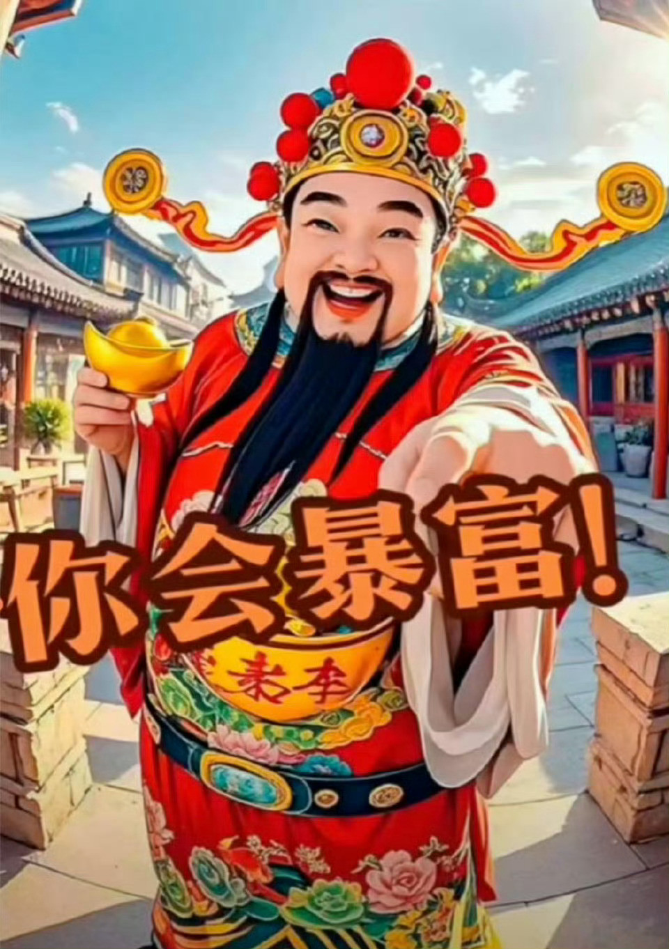 财神驾到，必须暴富。接………