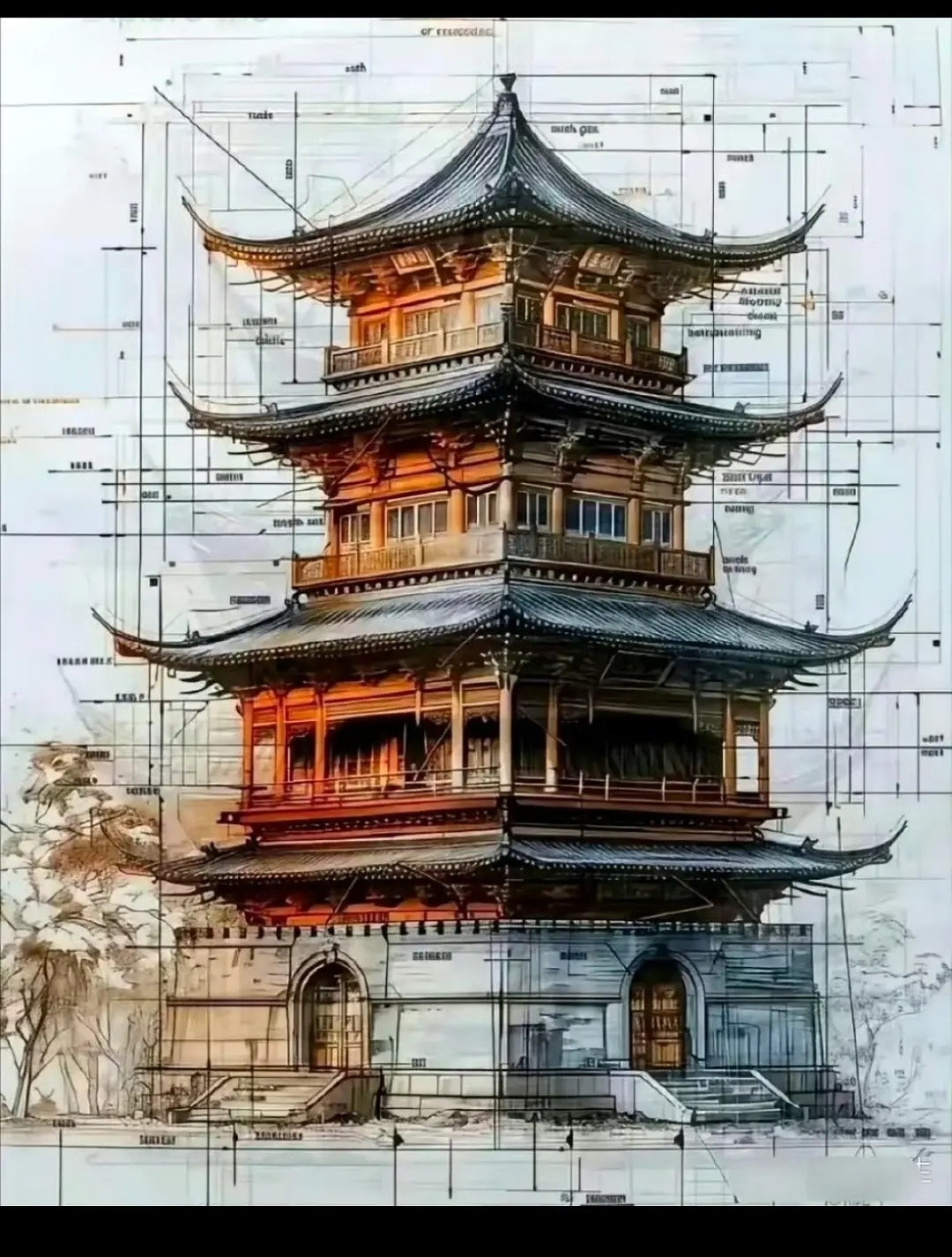 这居然是手绘图嘛，林徽因真的好厉害啊还是在没有电脑的情况做出来的​​​