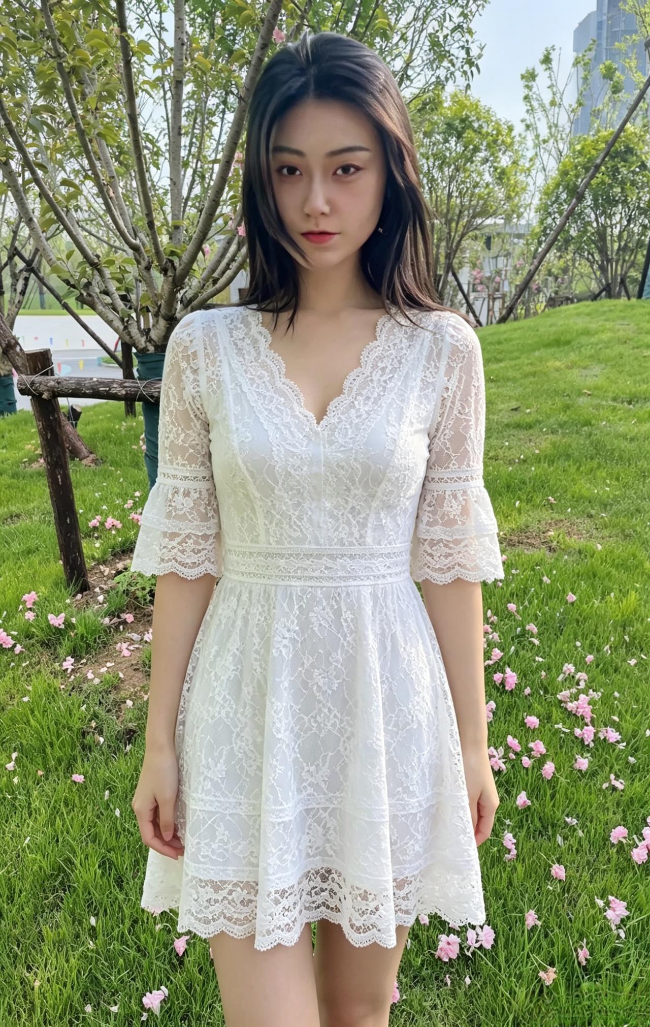 云鬓轻簪花影黄，纱裙轻曳沐春光。明眸不借胭脂色，自与东风共吐芳。