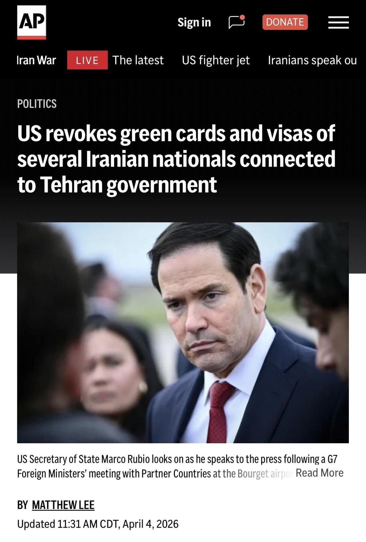 据Reuters、AssociatedPress等媒体报道，美国国务卿Marc