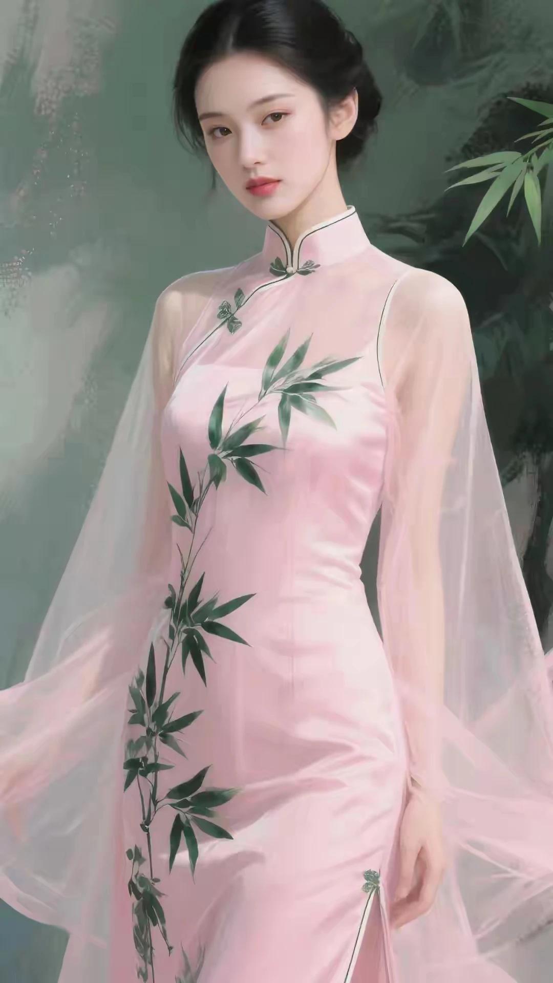 中国旗袍，文化传承。绝代风华，魅力四射。自然曲线，身姿妙曼。魔鬼身材，性