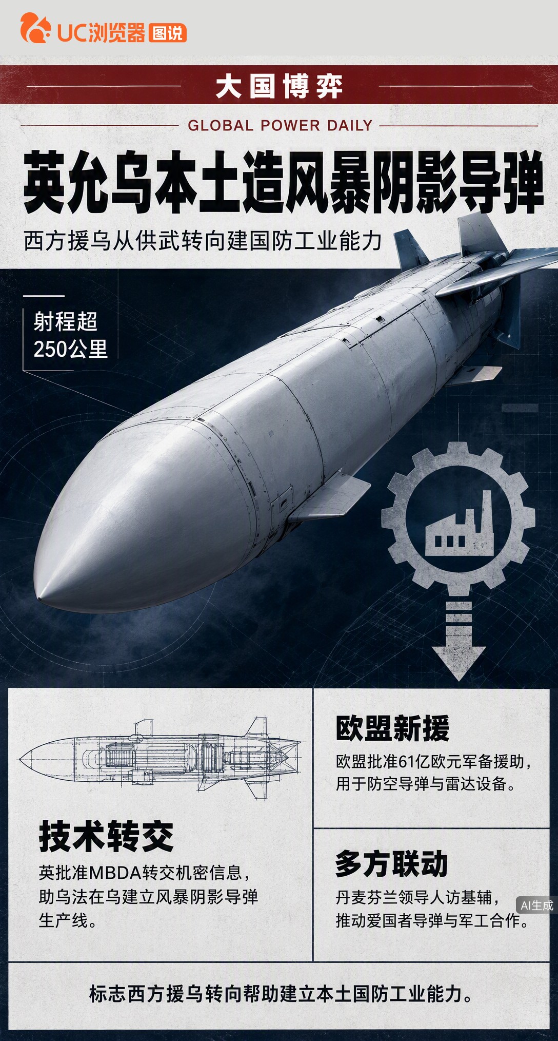 英国新首相首访基辅，批准转交“风暴阴影”机密信息助乌本土生产。欧盟同步批61亿欧元军援，西方对乌支持