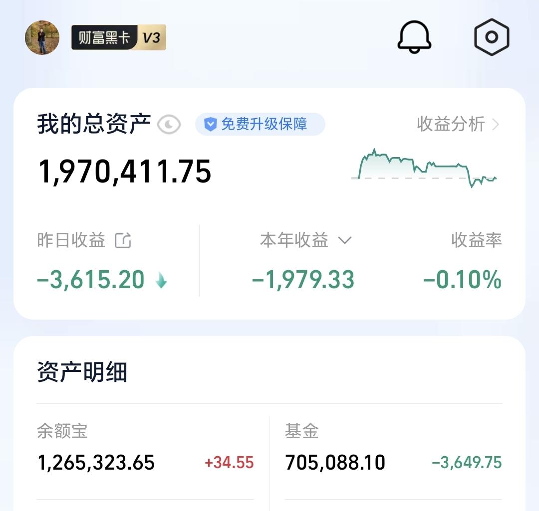 基金：我调整了这个板块的定投额度昨天基金亏损3649元，基金持有705088元