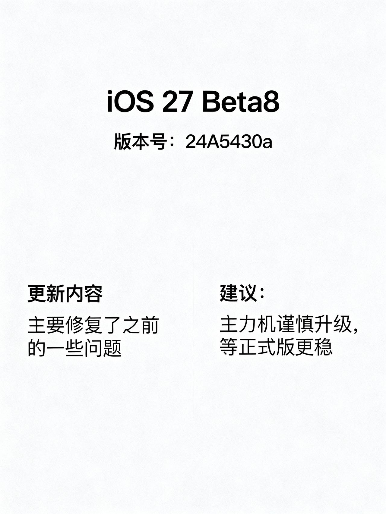 iOS27Beta8发布，等等党大获全胜苹果这次最没诚意的测试版，根本