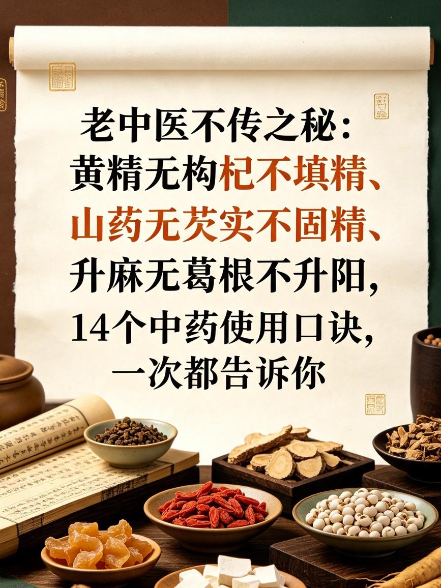 老中医不传之秘：黄精无枸杞不填精、山药无芡实不固精、升麻无葛根不升阳，14个中药