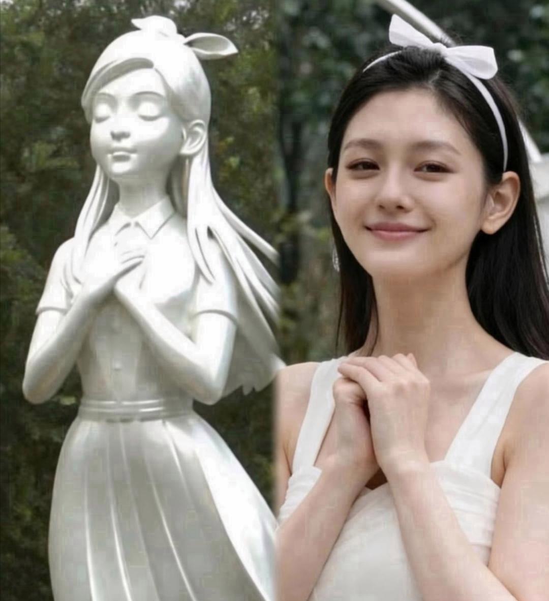 同样是雕像，第一张是大S，第二张是李玟。大s的是具俊晔设计的，李玟的是专业人士设